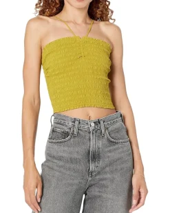 Poplin Smocked Halter Crop Top