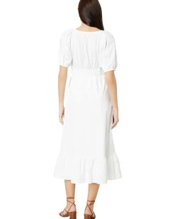 Poplin V-Neck Midi Dress