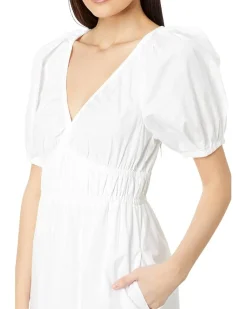 Poplin V-Neck Midi Dress