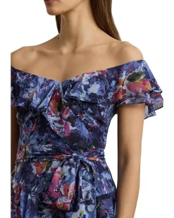 Print Off-The-Shoulder Cocktail Dress