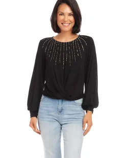 Printed Drape Front Top