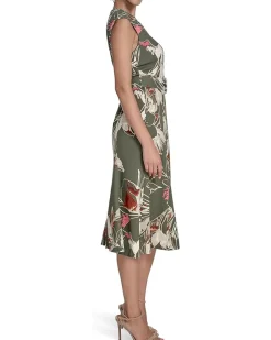 Printed Scuba Crepe Belted Midi