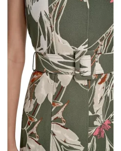 Printed Scuba Crepe Belted Midi