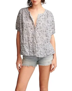 Printed Smocked Shoulder Blouse