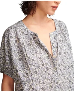 Printed Smocked Shoulder Blouse