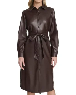 PU Leather Shirtdress