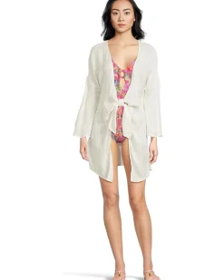 Radiance Plunge Tie Front Tunic Cover-up