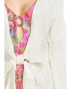 Radiance Plunge Tie Front Tunic Cover-up