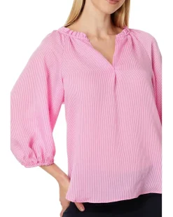 Raglan Puff Sleeve Blouse W/ Ruffle Neck