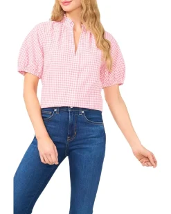 Raglan Sleeves Ruffled Split Neck Blouse