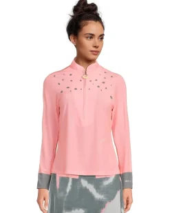 Raindrops Print Long Sleeve Sunsense Top