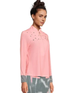 Raindrops Print Long Sleeve Sunsense Top
