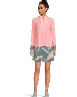 Raindrops Print Long Sleeve Sunsense Top