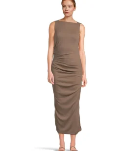Reign Knife Neck Midi Pleated Dress