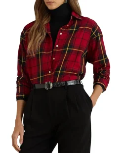 Relaxed Fit Checked Plaid Cotton Shirt