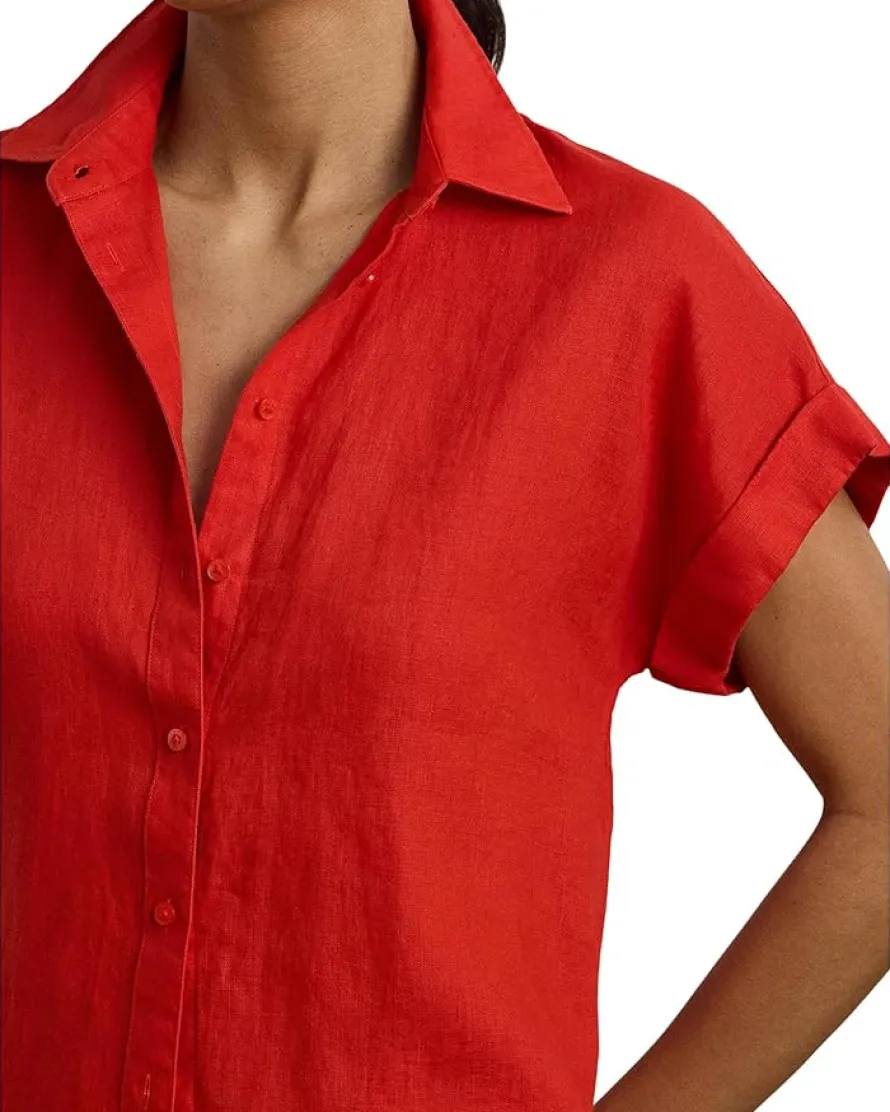 Relaxed Fit Linen Short-Sleeve Shirt