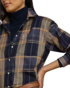 Relaxed Fit Plaid Cotton Twill Shirt