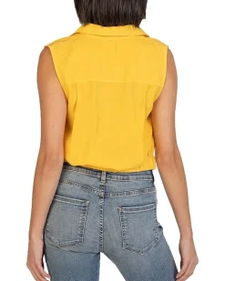 Renata Front Twist Sleeveless Blouse w/ Collar