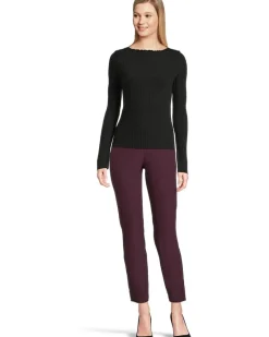 Rib Long Sleeve Slash Neck