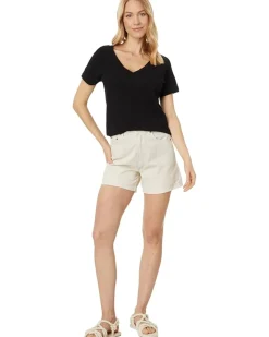 Rib Mix V-Neck Short Sleeve Tee