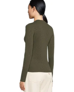 Rib Slub Long Sleeve V-Neck