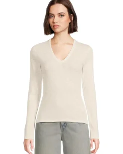 Rib Slub Long Sleeve V-Neck