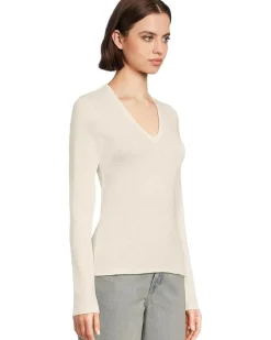 Rib Slub Long Sleeve V-Neck