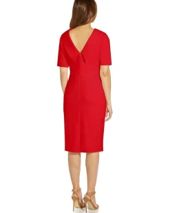 Roll Neck Sheath Collar Dress w/V-Back