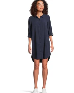 Roll Up Long Sleeve Shirt Dress