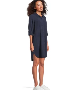 Roll Up Long Sleeve Shirt Dress