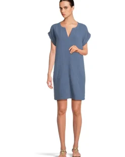 Roll-Up Short Dolman Sleeve Shift Dress