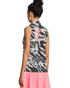 Rorschach Print Full Button-up Front Sleeveless Top