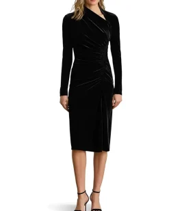Ruched Velvet Asymmetrical Dress