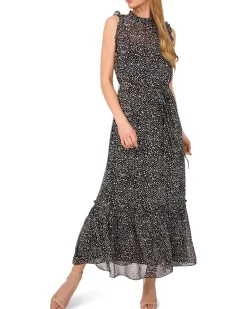 Ruffle Tie Waist Midi Dress