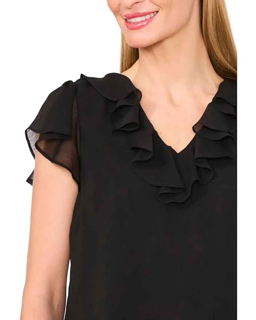 Ruffled V Neck Top
