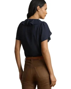 Ruffle-Trim Georgette Blouse