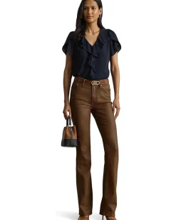 Ruffle-Trim Georgette Blouse