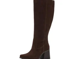 Sangeti Wide Calf Stacked Heel Knee High Boot