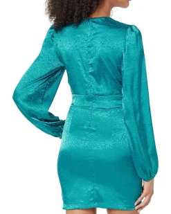 Satin Button-Up Jacquard Dress