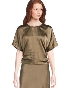 Satin Dolman Short Sleeve