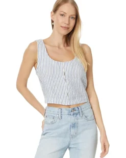 Scoopneck Crop Tank in 100% Linen