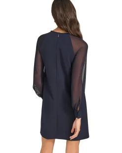 Scuba Crepe Chiffon Sleeve Aline Dress