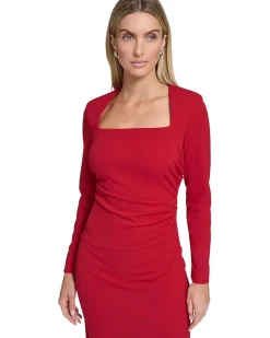 Scuba Crepe Long Sleeve Midi Sheath