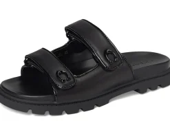 Sculpted C Leather Double Band Sandals