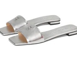 Sculpted C Metallic Leather Flat Sandals