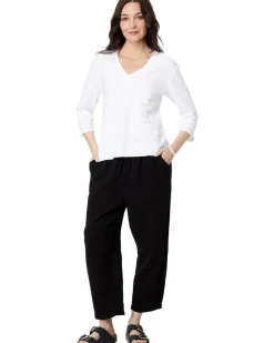 Shadow Stripe French Terry 3/4 Sleeve V-Neck Hi-Low Top