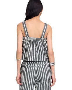 Shania Top - Striped Twill Linen