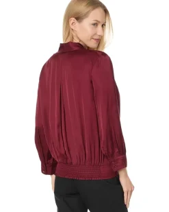 Shawl Wrap Front Bracelet Sleeve Blouse Viscose Satin