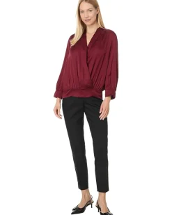 Shawl Wrap Front Bracelet Sleeve Blouse Viscose Satin