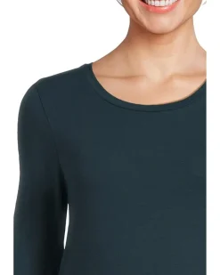 Sheer Knit Round Neck Slim Long Sleeve Tee